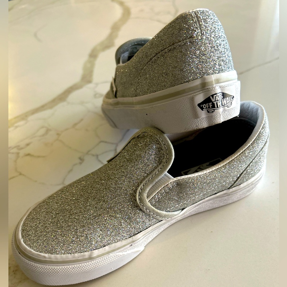 VANS slip-ons Girls size 13.0 US silver glitter